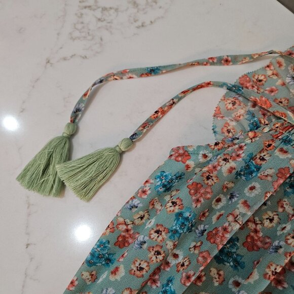Allison NY Anthropologie Floral Smocked Hazel Cottagecore Maxi Green Dress Small - Picture 8 of 13